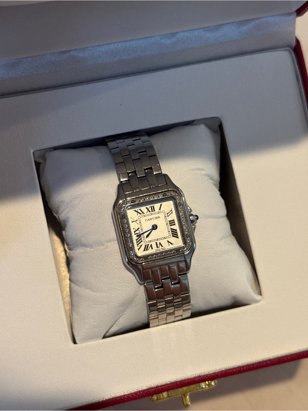 Stainless steel watch with diamond